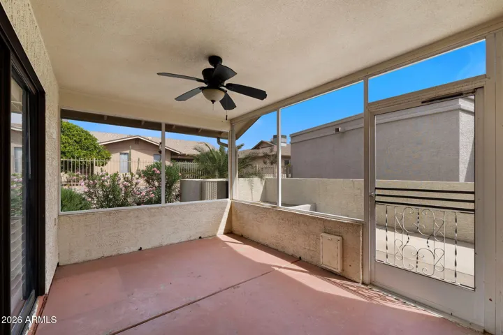 Screened in back patio is very private!