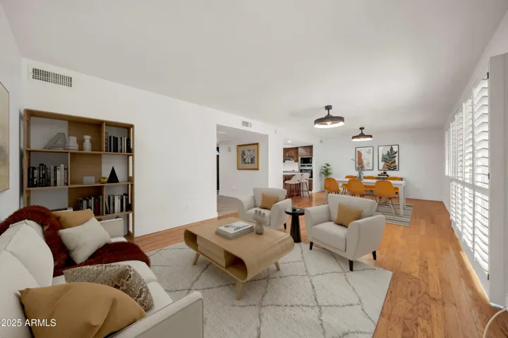 Virtually staged great room area