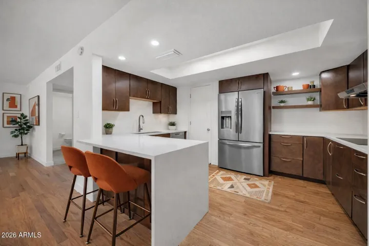 Kitchen counter breakfast bar - virtually staged