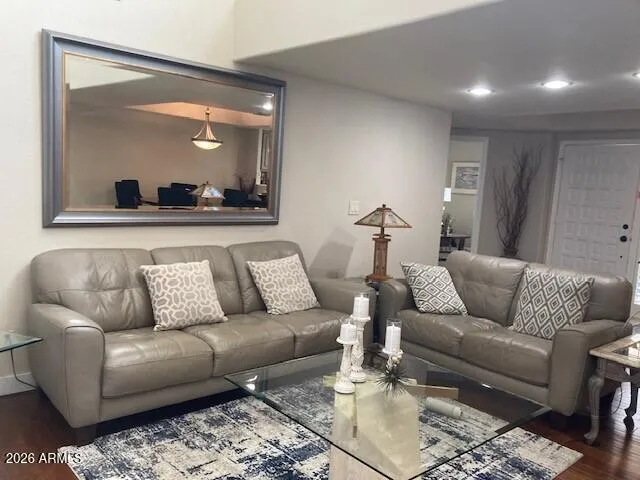 Leather sofas in great room