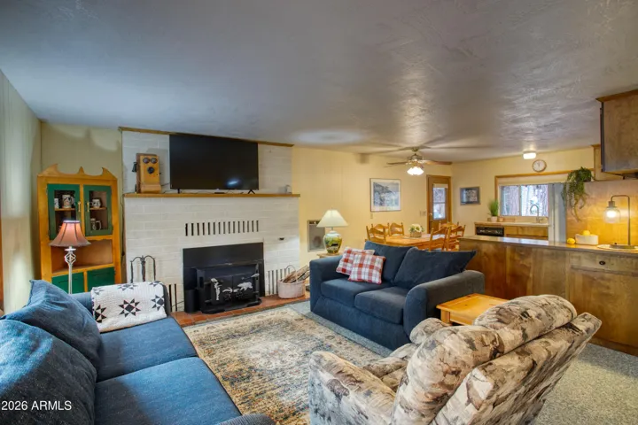 Living room, woodstove
