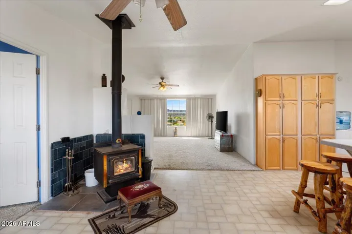 Wood Stove is all you need but the home does have central heat.
