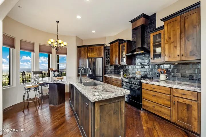 Breakfast bar with expansive windows