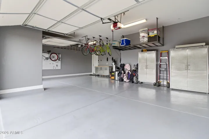 3 car garage, epoxy floor