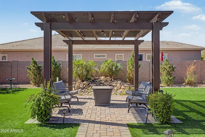 Pergola with string lights