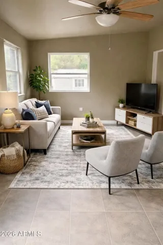 AI Staged Family Room - NEW Room Addition (can also be Master Bedroom)