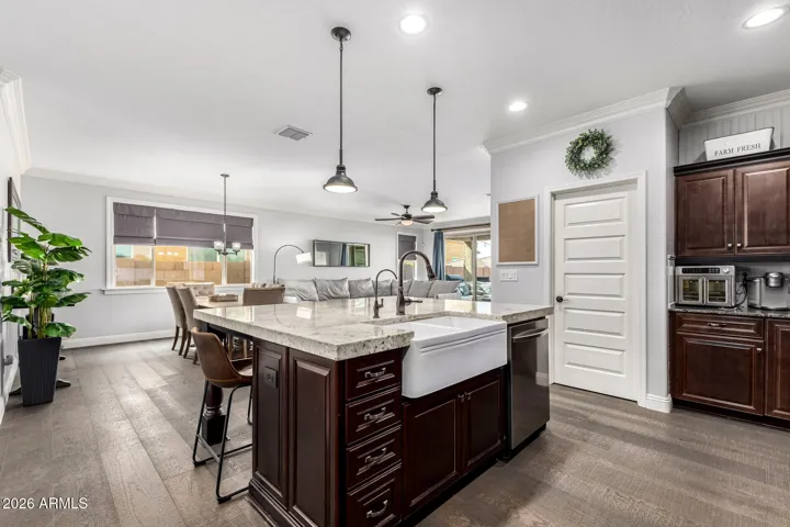 Gorgeous custom kitchen island w/ farm house sink