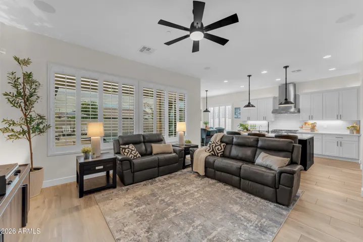 Open to kitchen. Amazing entertaining space
