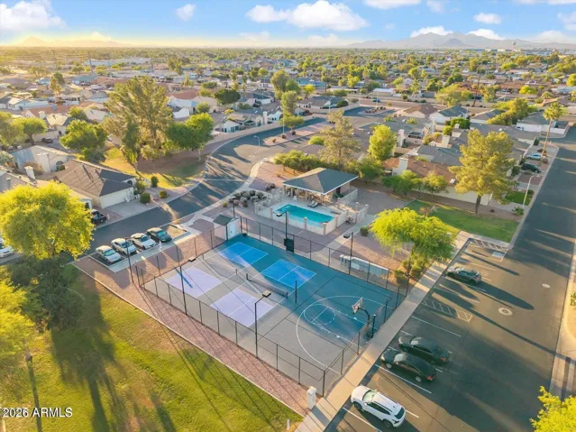 Newly refurbished pool and pickleball courts