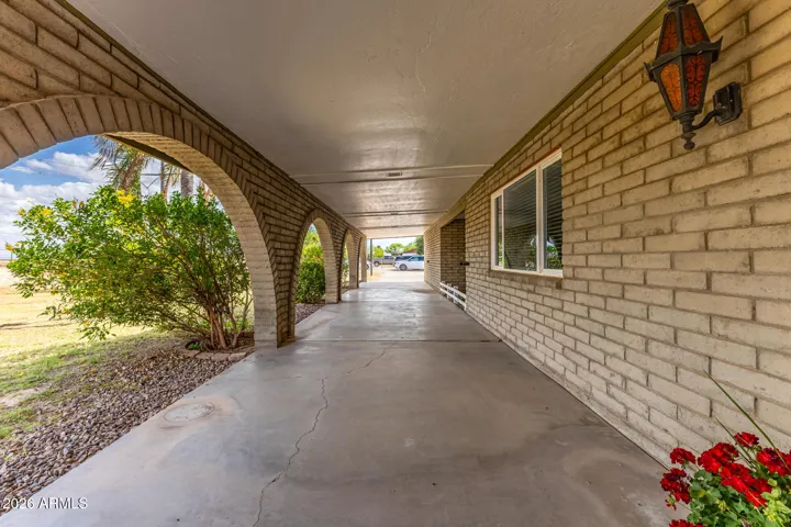 Front Patio view with unique custom arches.