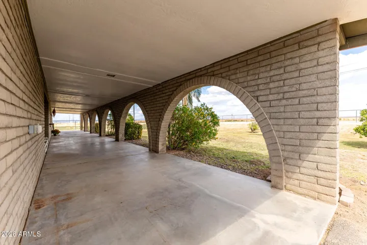View of length of front patio from driveway