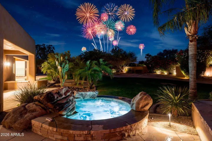 FIREWORKS CAN BE SEEN COMING FROM THE CLUBHOUSE