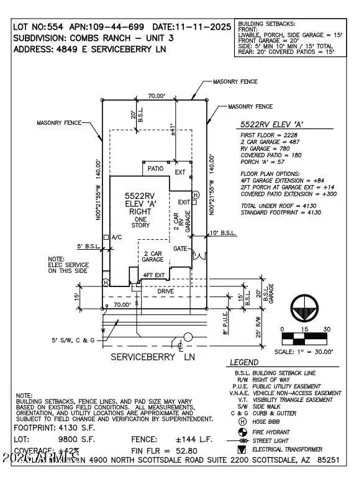 4849 E Serviceberry Lane Preliminary Plot Plan
