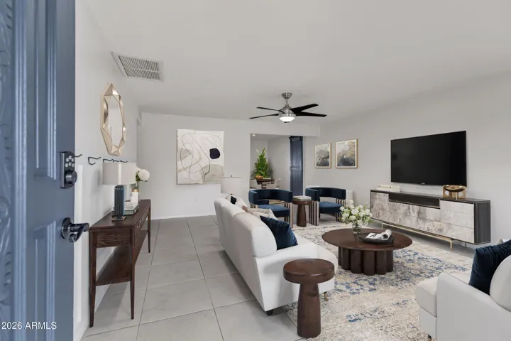 Virtual staging of family room