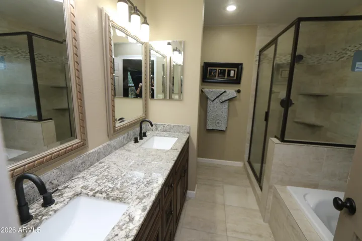 Separate Tub and Shower. Double Sinks.