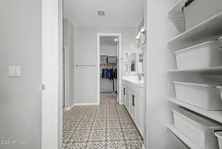 PRIMARY BATHROOM STORAGE SPACE