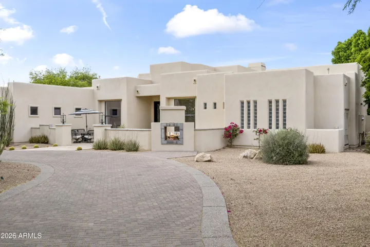 Front elevation with circular drive and front court yard
