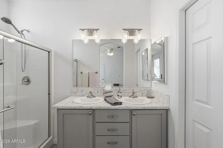 Shower and double vanities