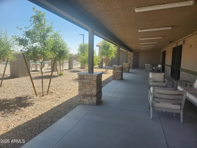 Shaded back patio of the club house