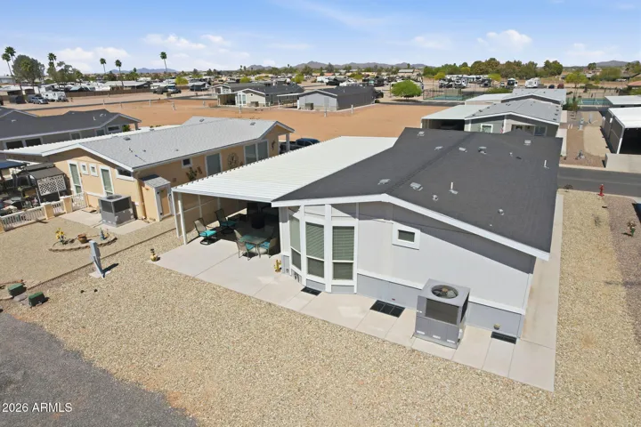 Backyard and roof view of the home