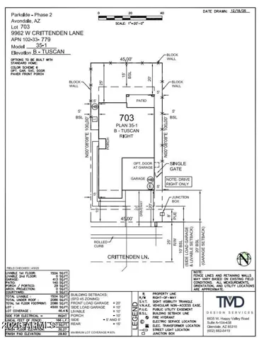 9962 W Crittenden Lane Preliminary Plot Plan