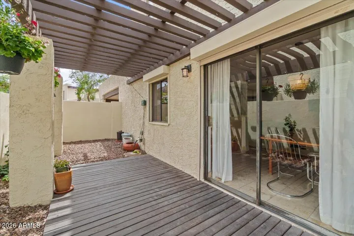 Roller shades on the windows for privacy.