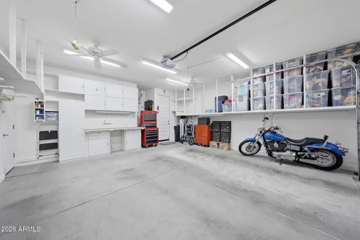 Ample storage and workbench