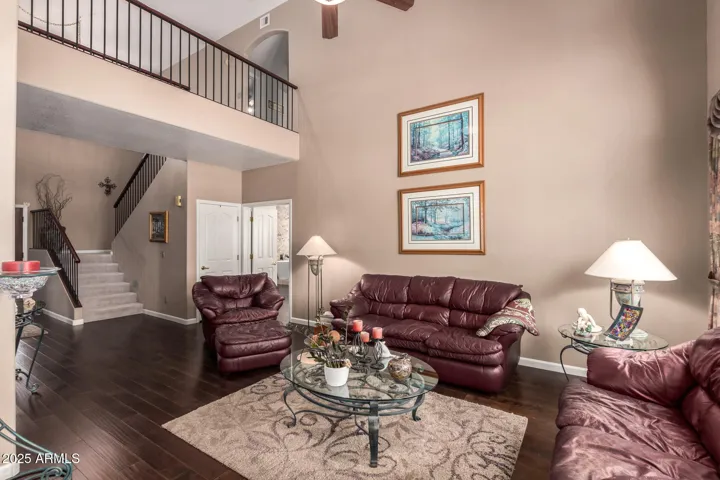 Living Room with Vaulted Ceilings, Custom Paint & Ceiling Fan/Light