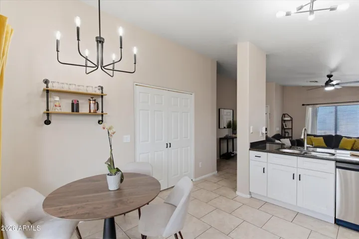 Dining area with views to kitchen