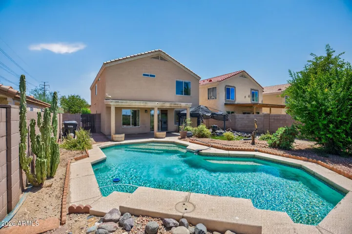Play pool and low maintenance backyard