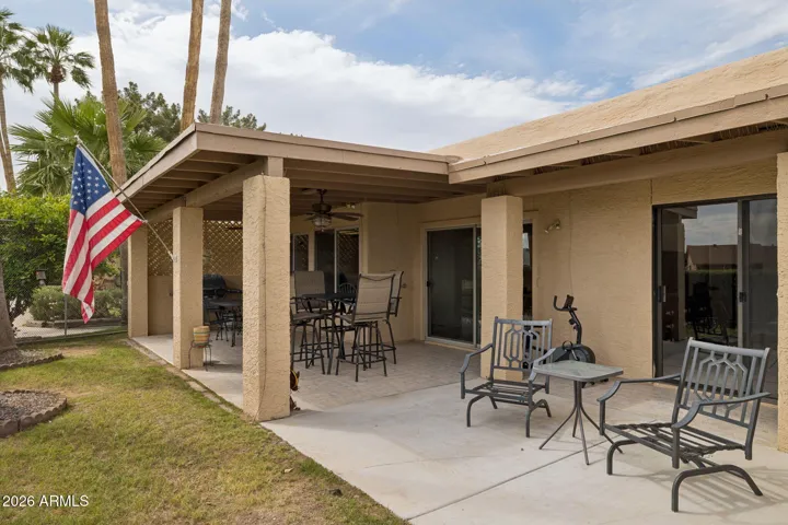 Expansive covered patio for entertaining.