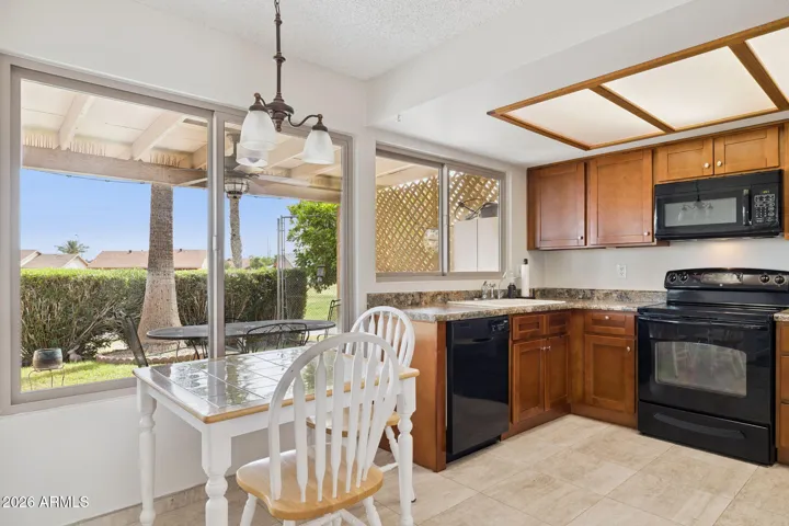 Cheery kitchen for morning coffee.