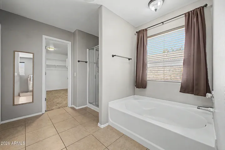 Separate shower and tub
