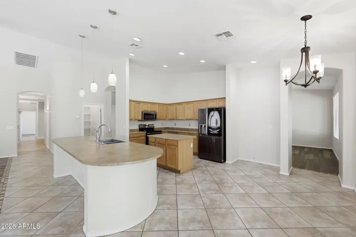 Kitchen with vaulted ceiling