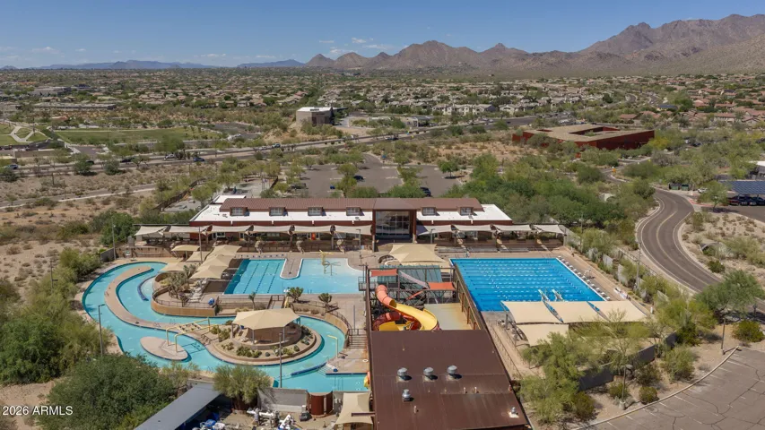 The McDowell Mountain Ranch Aquatic Center is very close to the home, featuring a lap pool, a play pool, a lazy river, and a waterslide!