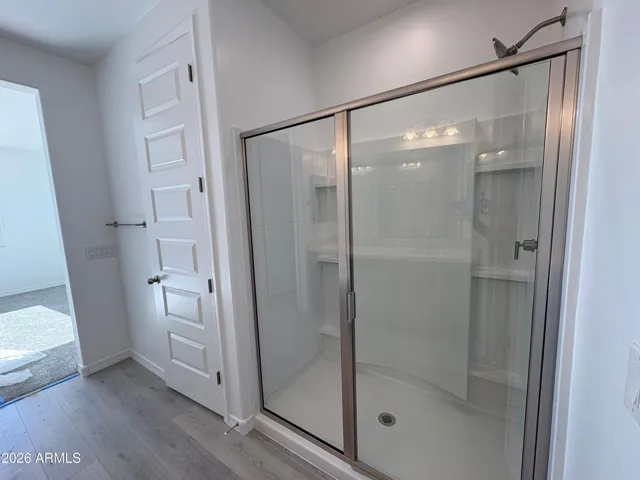 Nice Walk in shower and Linen Closet