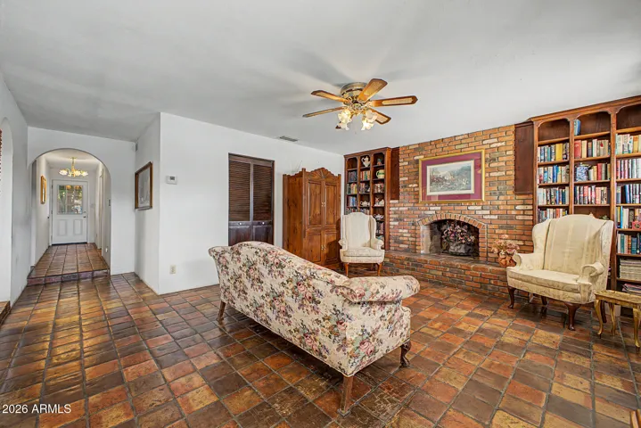 Brick firplace and walk in laundry room off family room