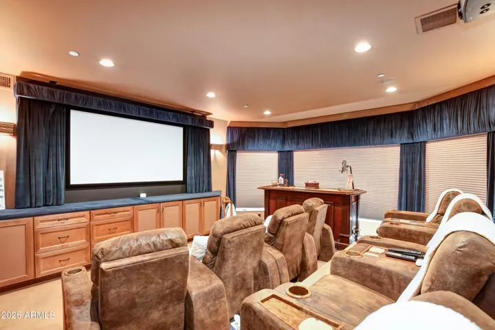 Luxurious space dedicated to cinematic experiences within the comfort of your home. State of the Art equipment and surround sound