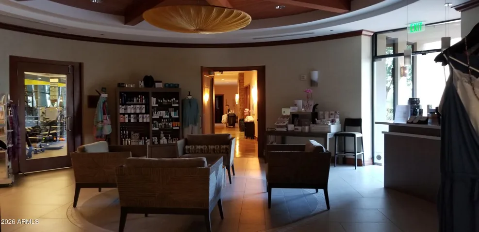 Waiting room for Alvea Spa. Full service spa with massage, facials and salon services.