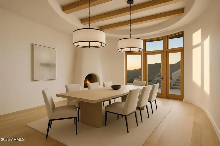 Virtually Staged Dining Room with Views of the Phoenix Preserve and Downtown Phoenix