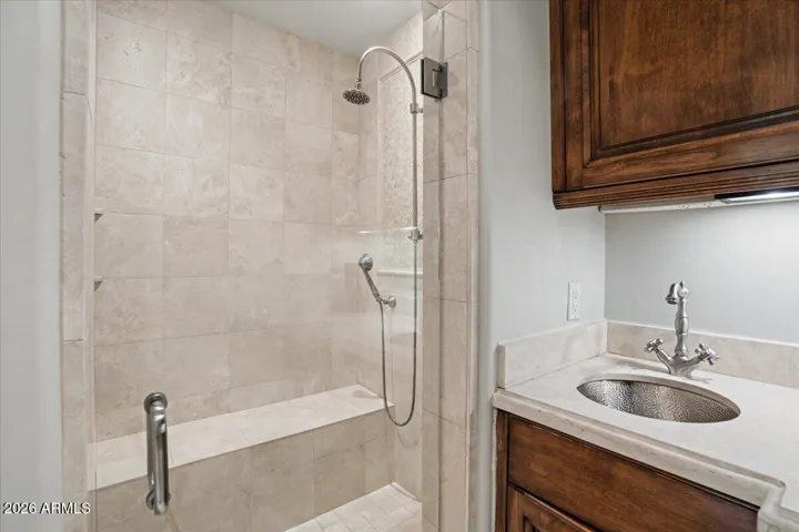 Large walk-in shower in primary bathroom