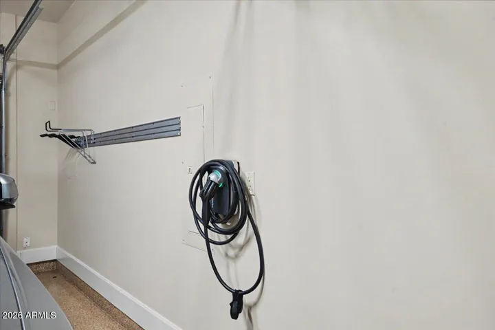Electric charger hookup in garage.