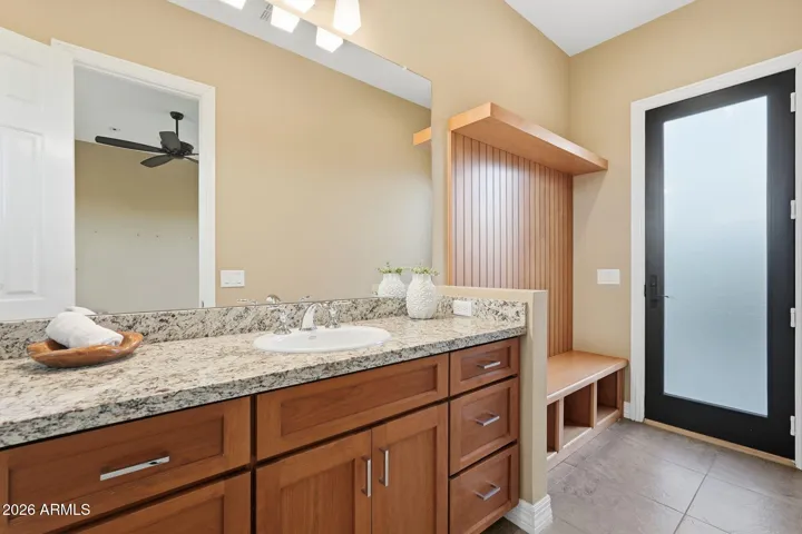 Bath has door to pool/spa area so you don't have to walk through house.
