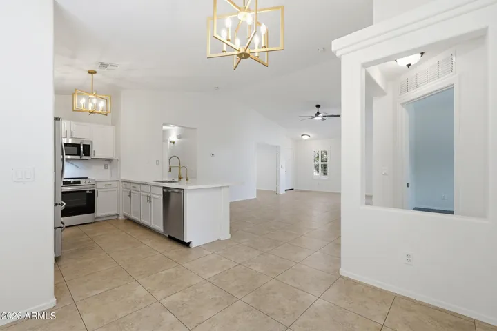 Tile floors throughout main living area