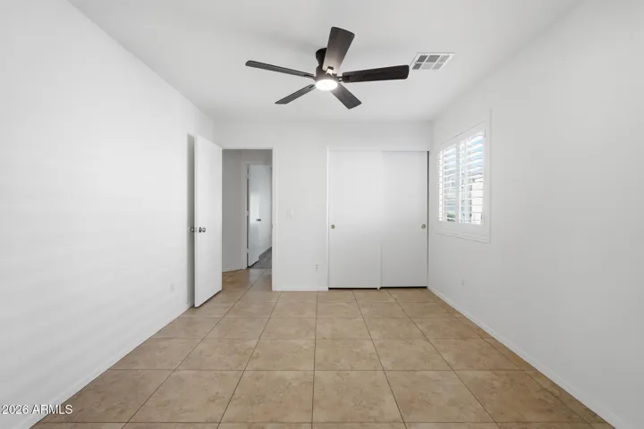 New ceiling fan, fresh paint and ample storage