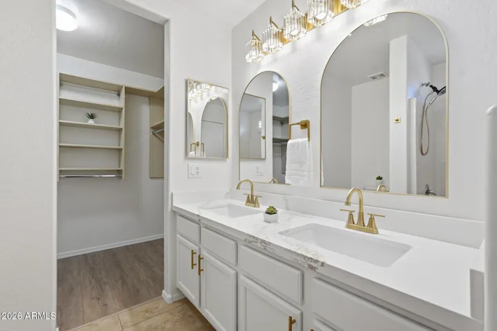 Dual vanity with new quartz counters
