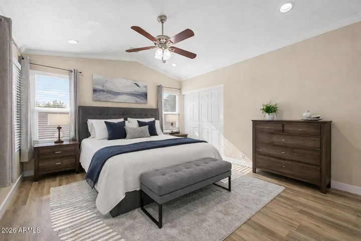 Virtually staged Primary Bedroom