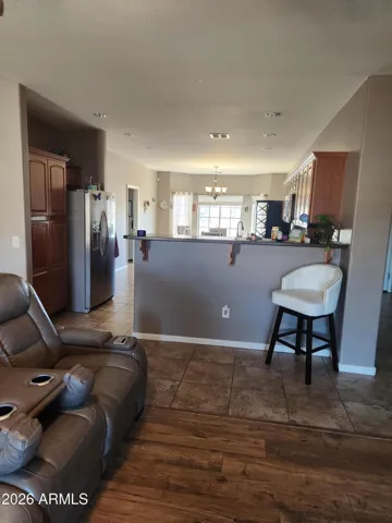 Looking from family room to kitchen