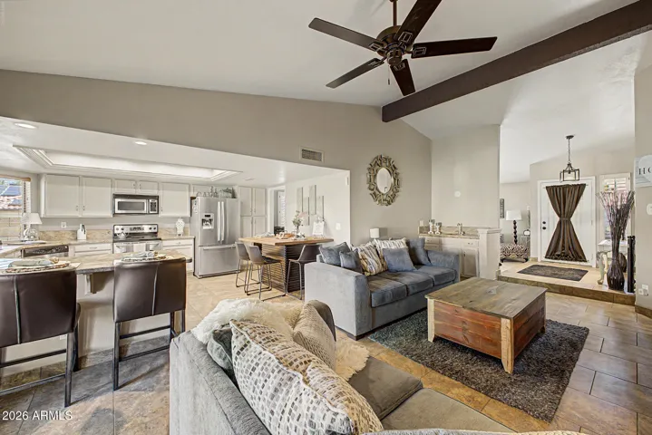Open kitchen/family room with wet bar