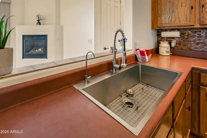 View From Kitchen to living room/fireplace